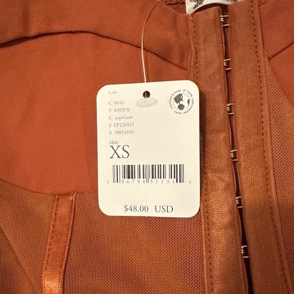 Free People Corset Bodysuit Sheer Mesh Boning Detail Brown XS - Picture 2 of 3